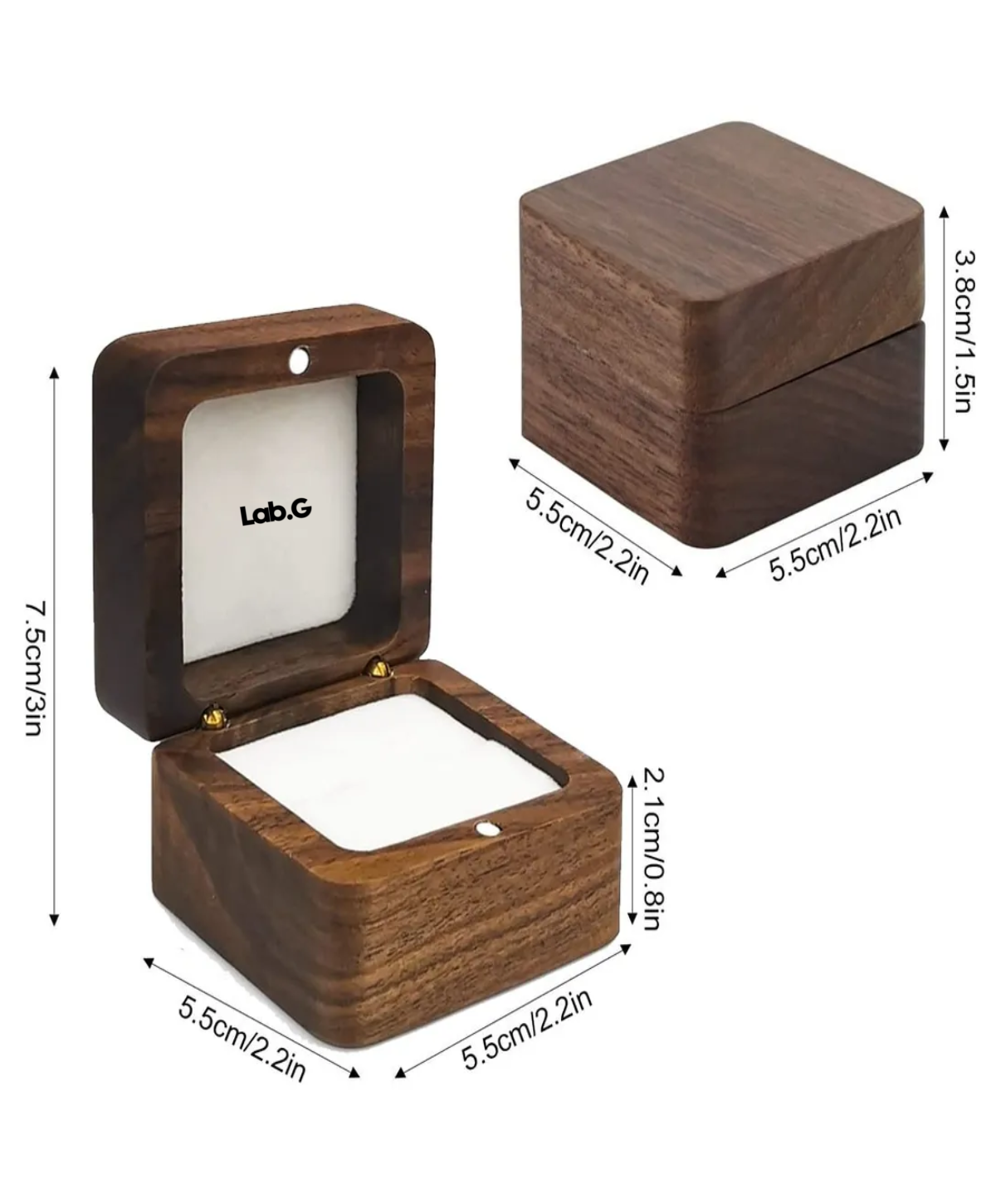 Caja De Madera Nogal Para Un Anillos De Boda O Compromiso CAFE BLANCO