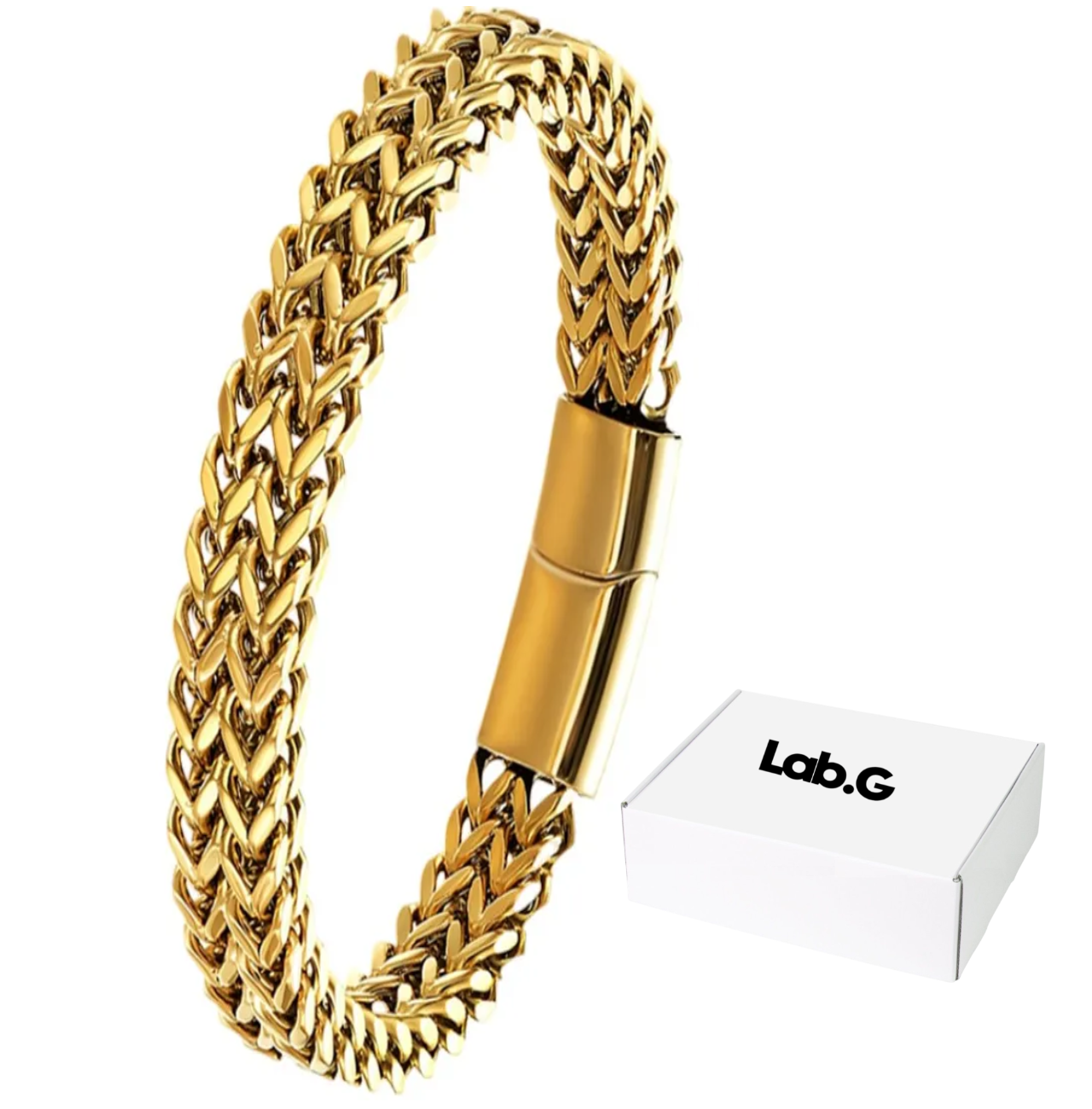 Esclava Oro Dos 21 cm Filas De Acero Magnética Hebilla Para Hombre