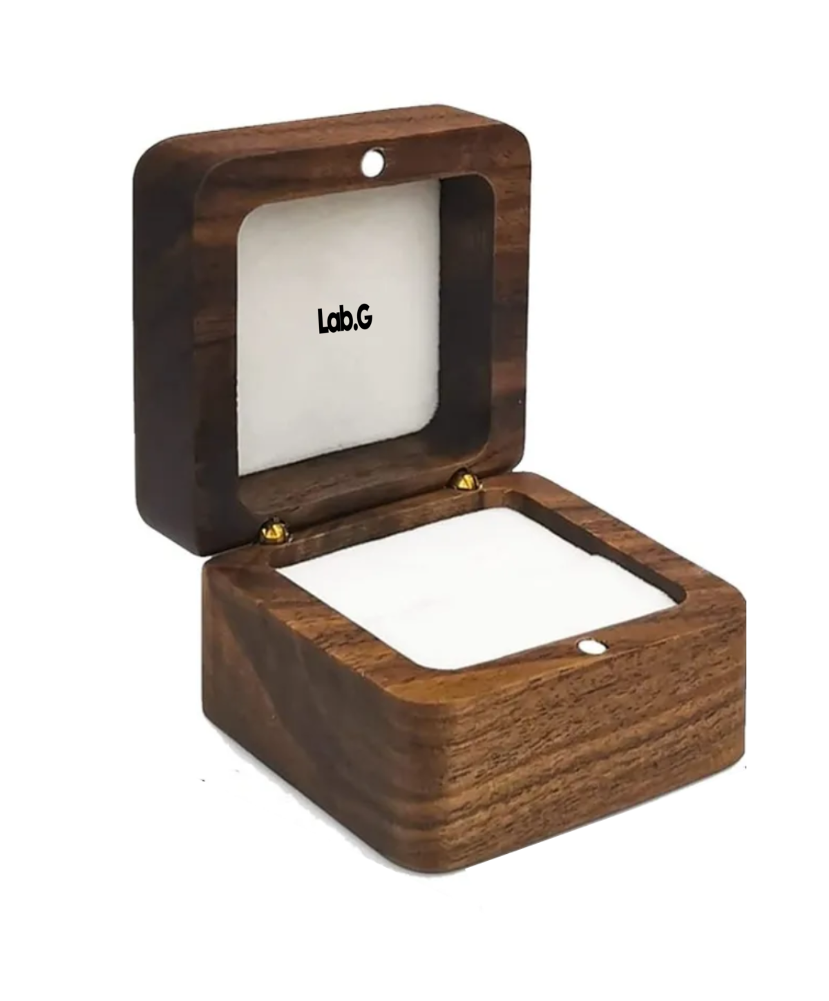 Caja De Madera Nogal Para Un Anillos De Boda O Compromiso CAFE BLANCO