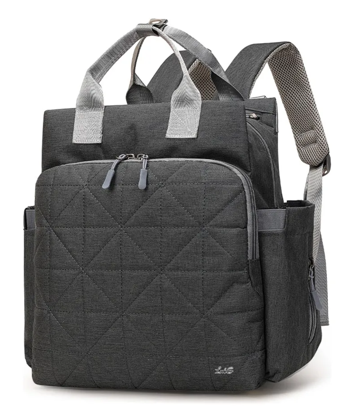 Mochila Pañalera De Bebé Impermeable gris