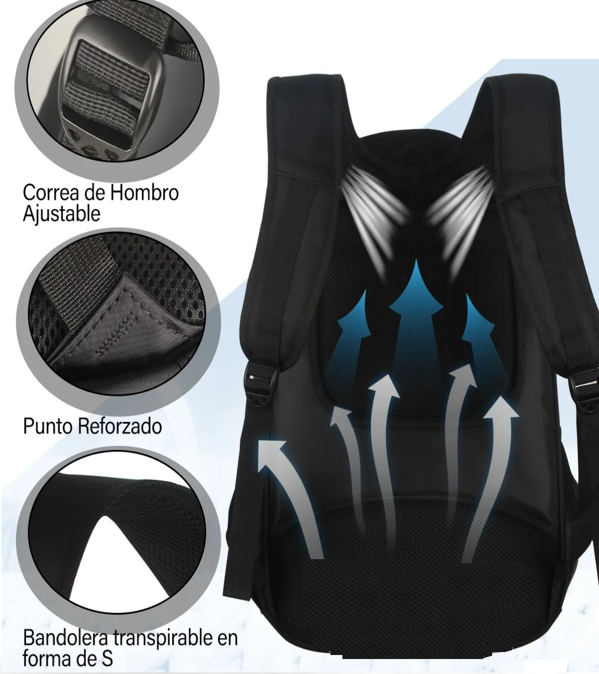 Mochila Para Laptop De 17 Pulgadas Gran Capacidad COLOR negro