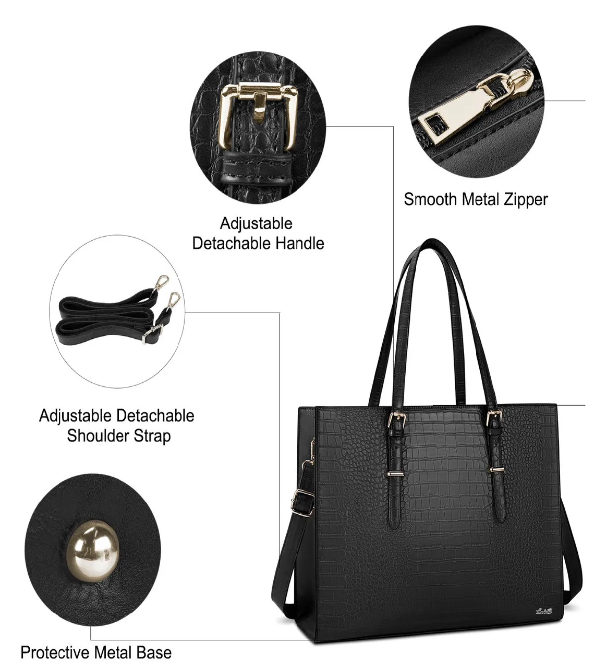 Bolsa Para Portátil Para Mujer Con Clase Bolsa De Oficina Negro