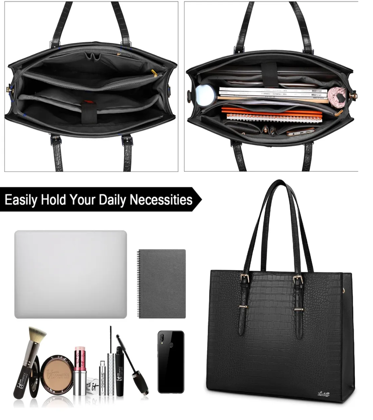 Bolsa Para Portátil Para Mujer Con Clase Bolsa De Oficina Negro