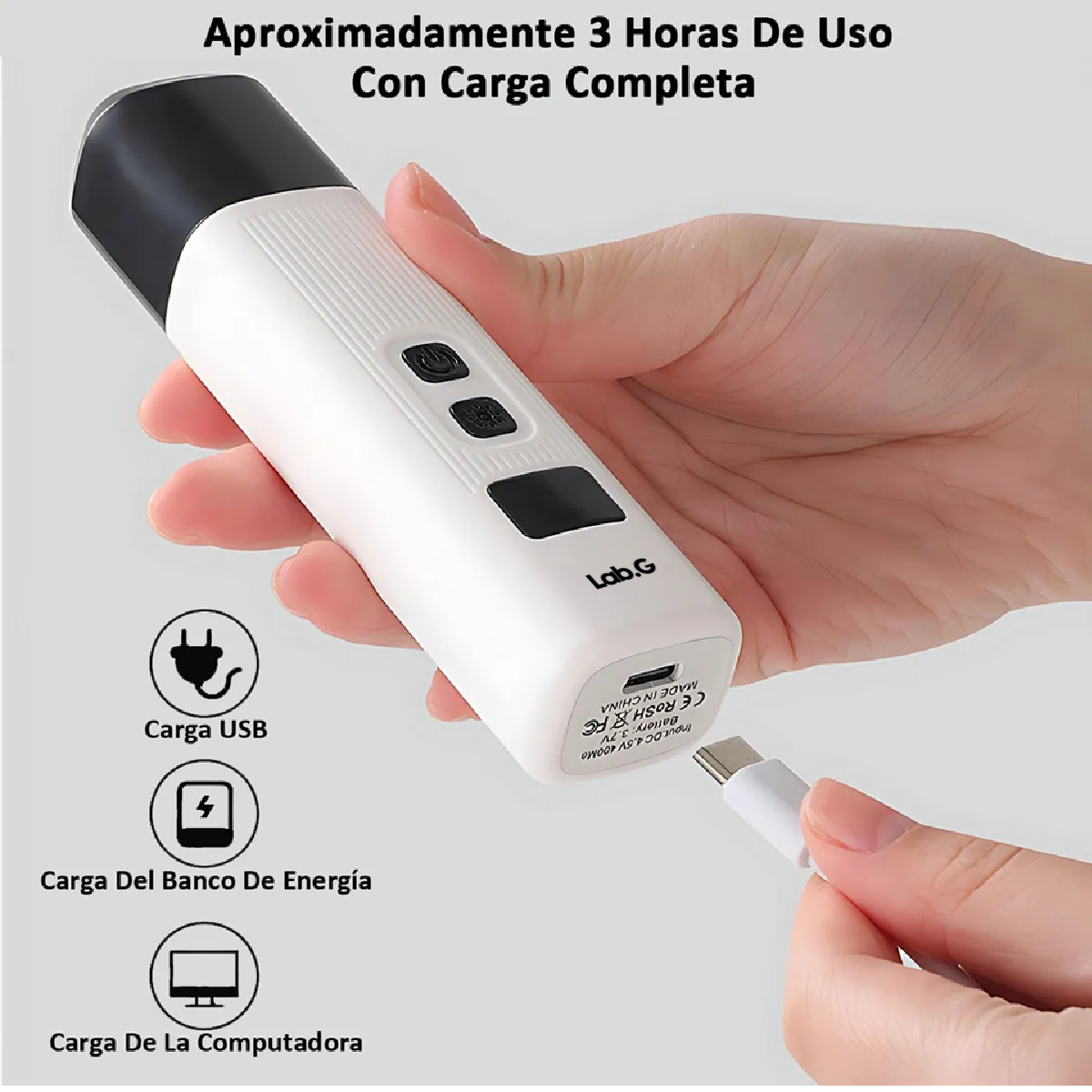 Lima Corta Uñas Eléctrico Mascotas Negro Blanco