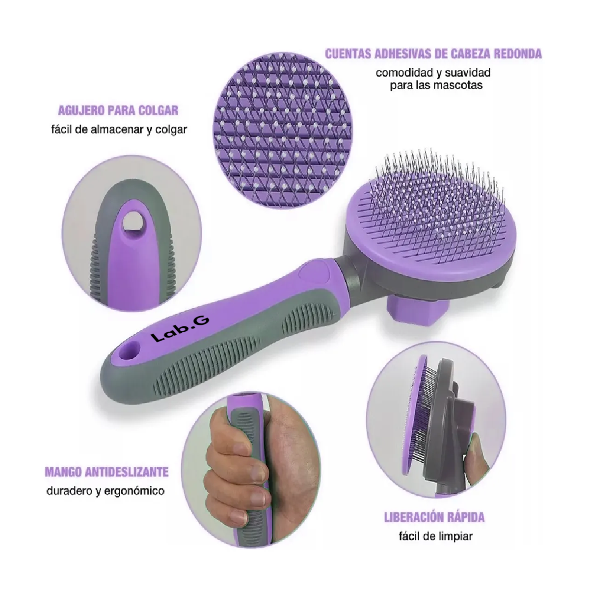 Cepillo Deslanador Para Quita Pelo 2 En 1 Violeta 