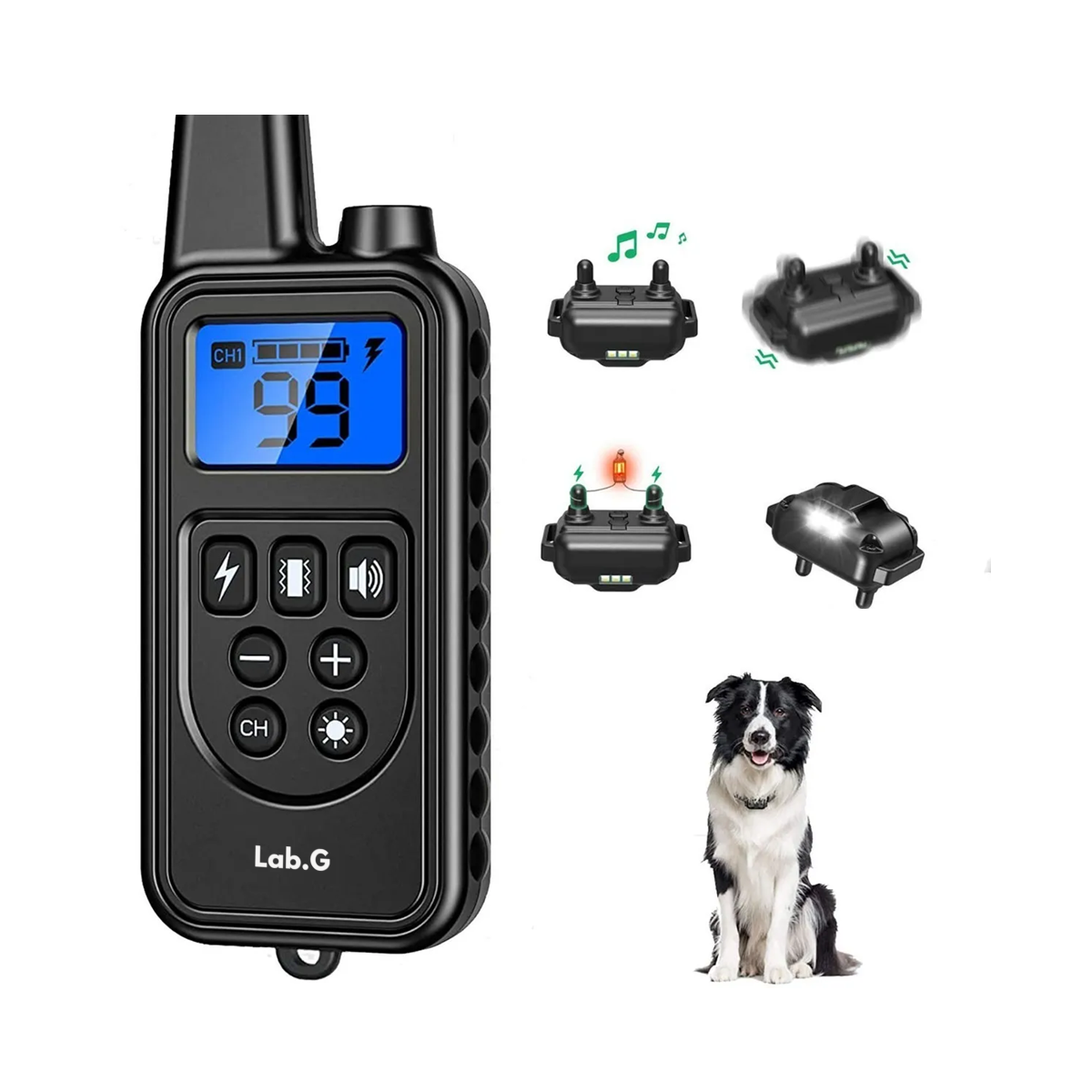 Collar Eléctrico Para Entrenamiento De Perros 2PZ Negro Y Lineas Verdes