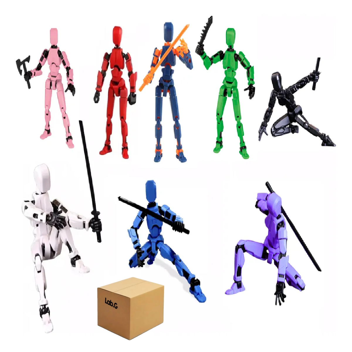 8pcs Figura Articulada Dummy 13 Lucky Muñeco -no Armado Colores