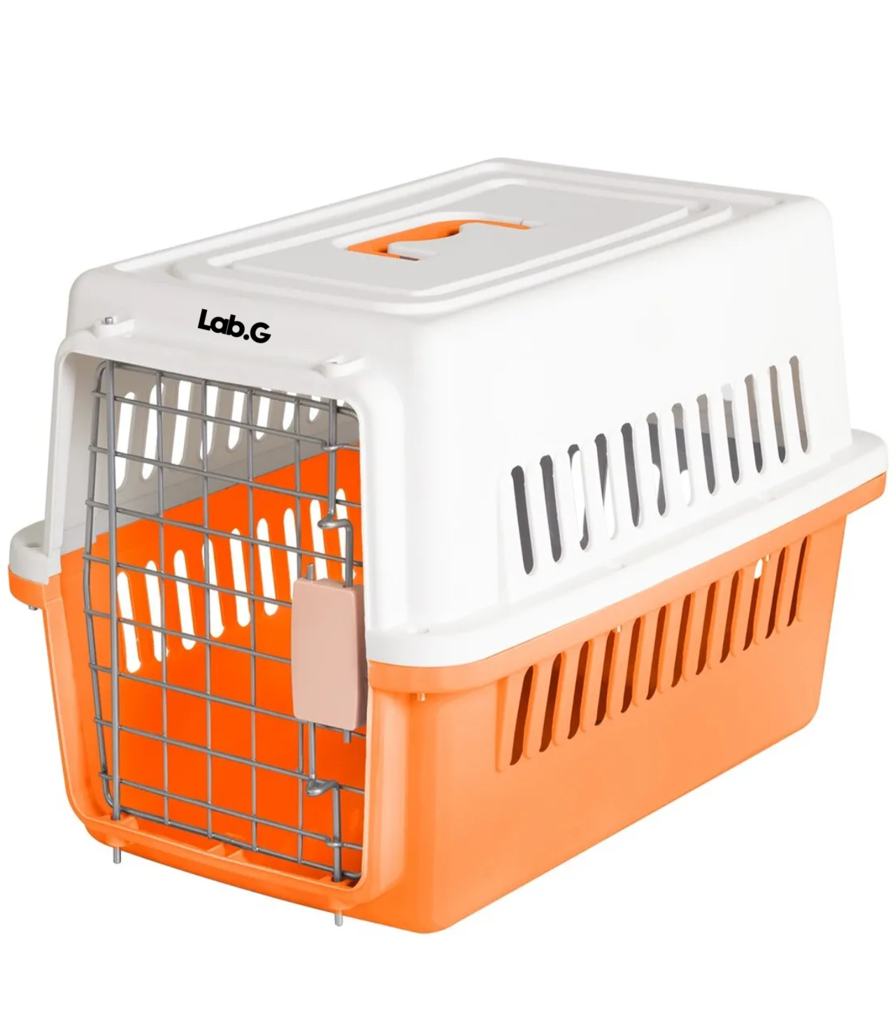 Jaula Transportadora Mascotas Rectangular Naranja Blanco