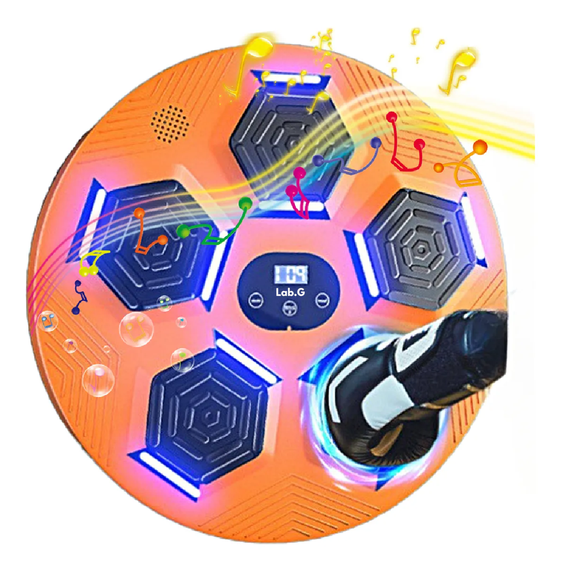 Máquina Tablero Boxeo Musical Grande Multimod Negro Naranja 