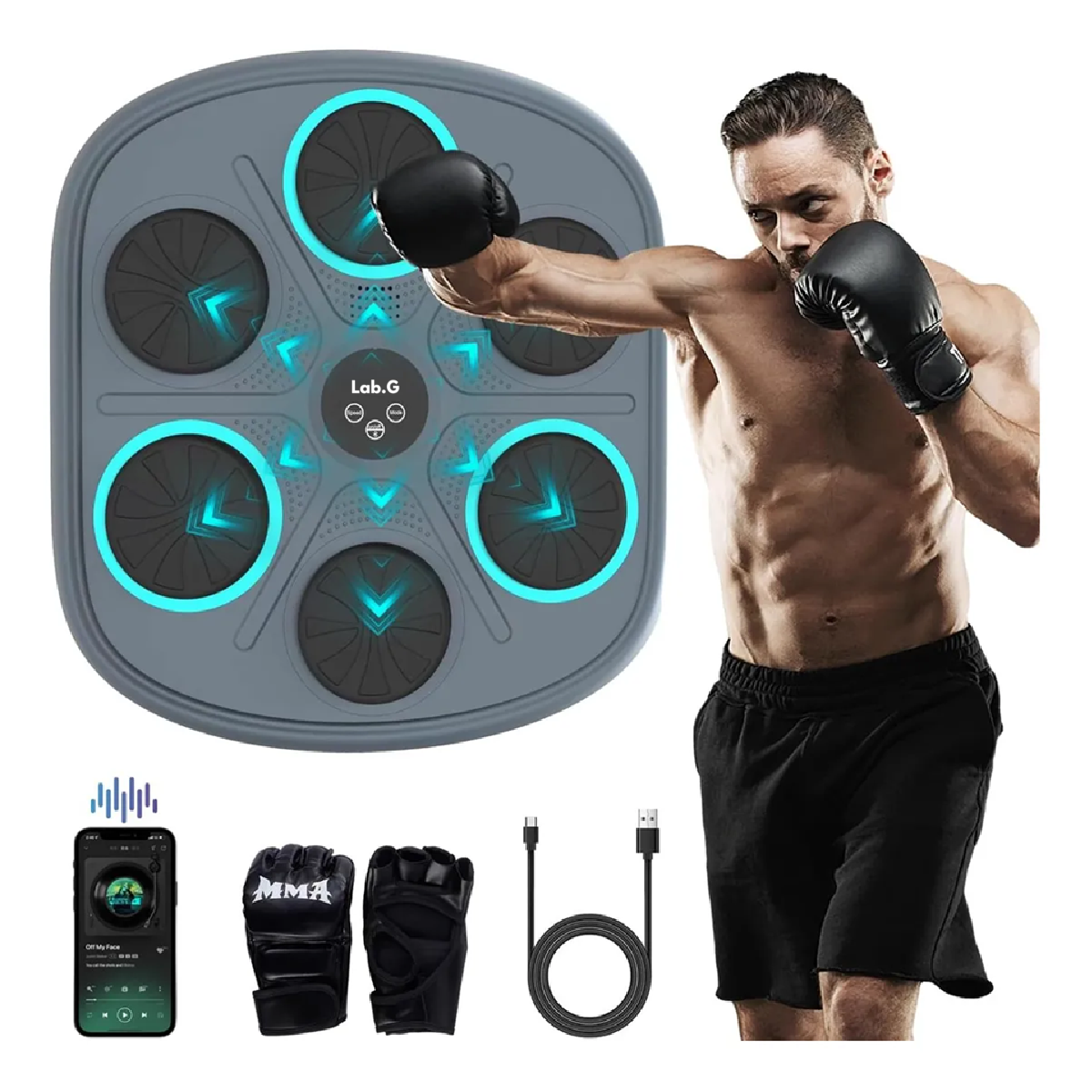 Máquina Música Electrónica Boxeo Entrenamiento Con Bluetooth NEGRO