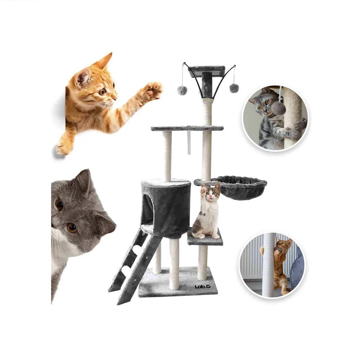 Rascador Árbol Gatos Gris