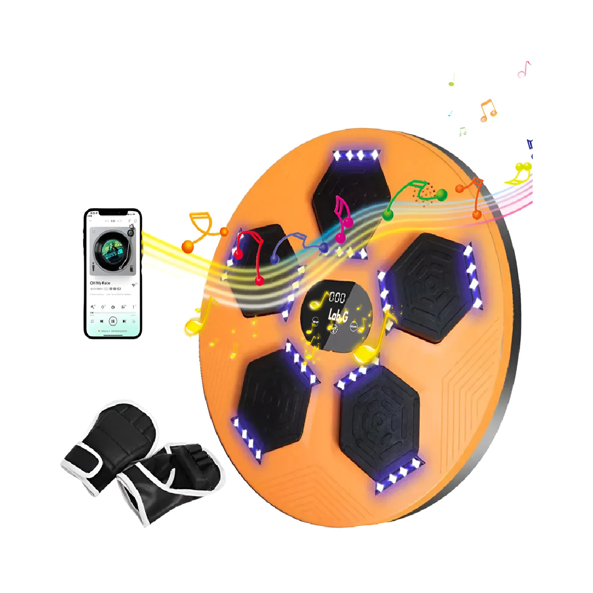 Máquina Tablero Boxeo Musical Grande Multimod Negro Naranja 