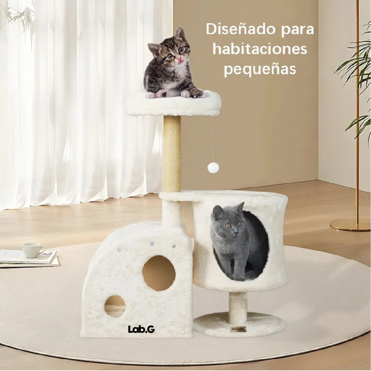 Rascador Gato Con Casa Beige