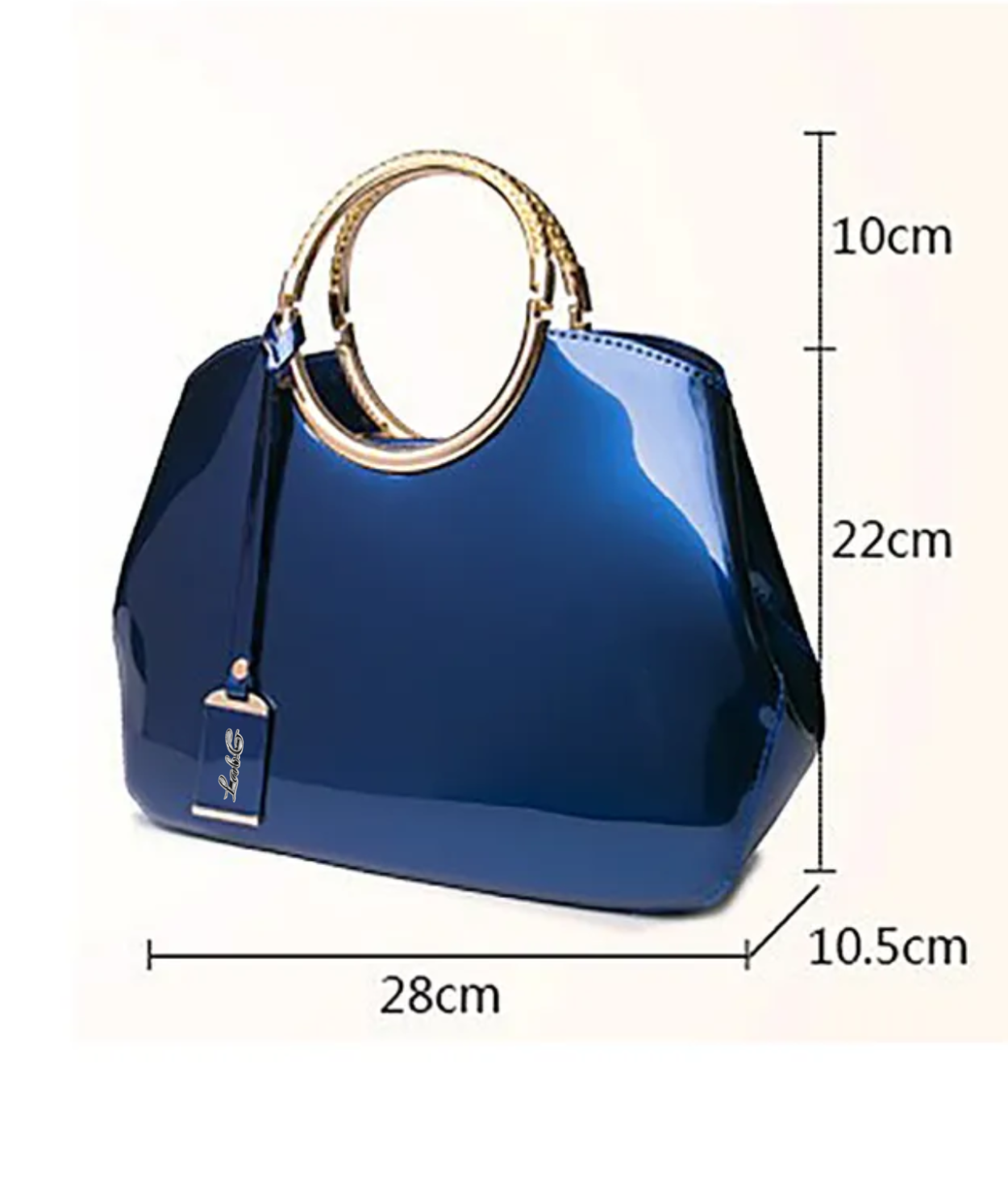 Bolso De Charol Brillante Azul Marino