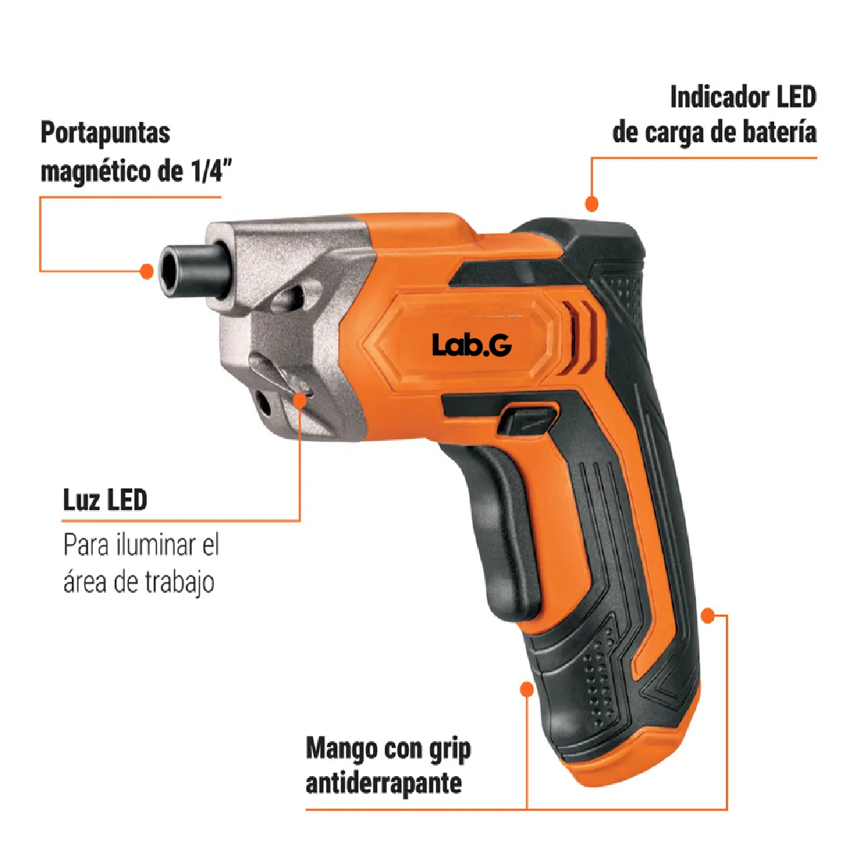 Destornillador Inalámbrico 3.6 V Naranja Negro 