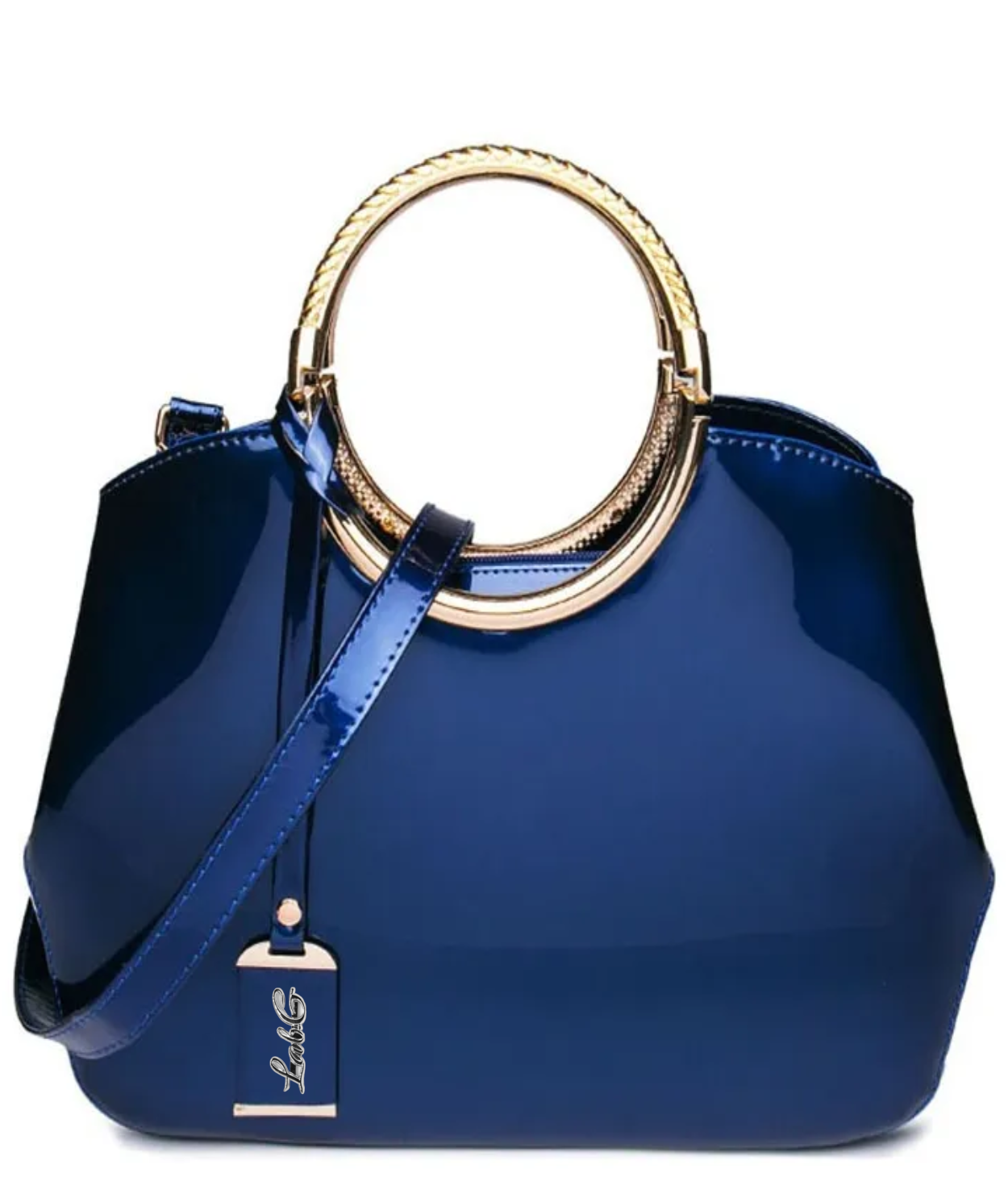 Bolso De Charol Brillante Azul Marino