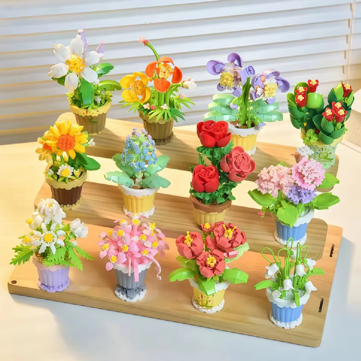 Juguetes Bloques Flores 12pz Multicolor