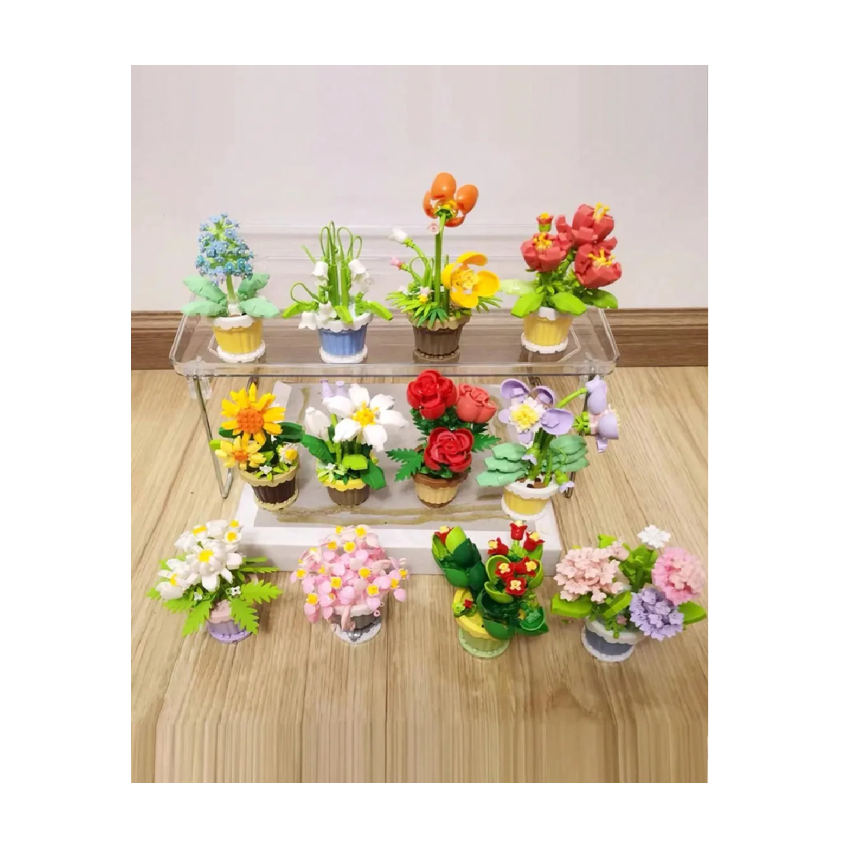 Juguetes Bloques Flores 12pz Multicolor