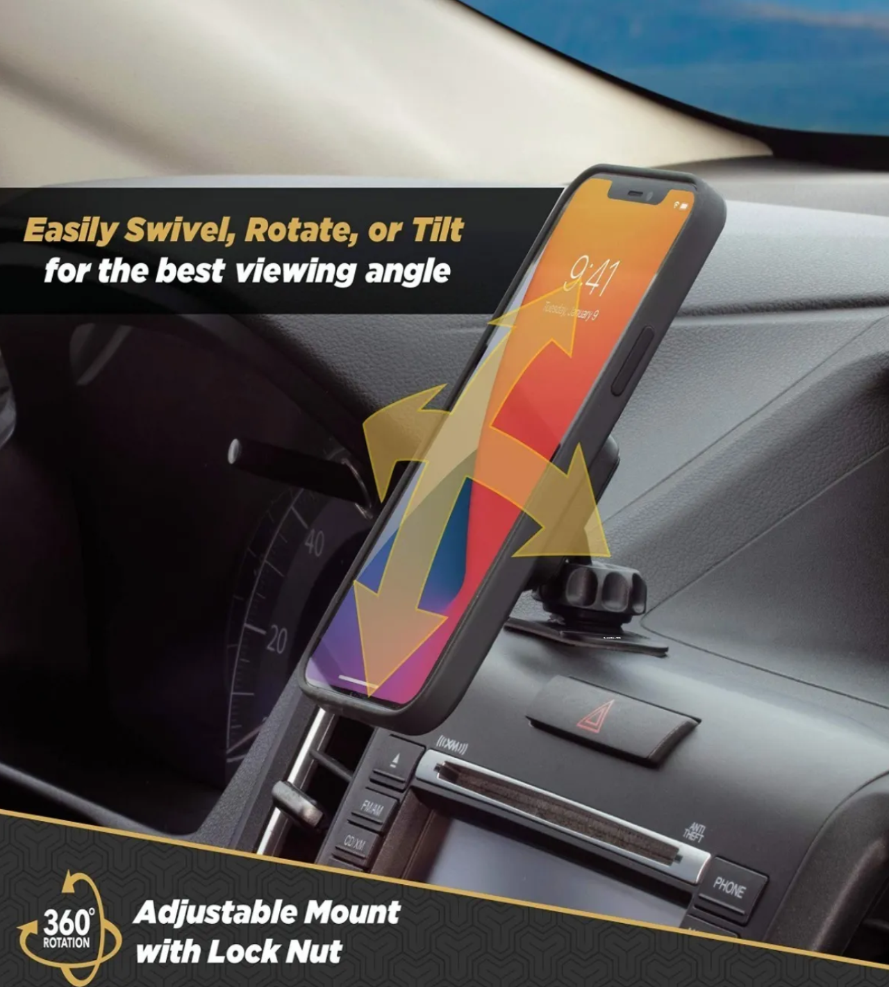 Soporte Magnético Ajustable Para Teléfono De Coche 360 Negro