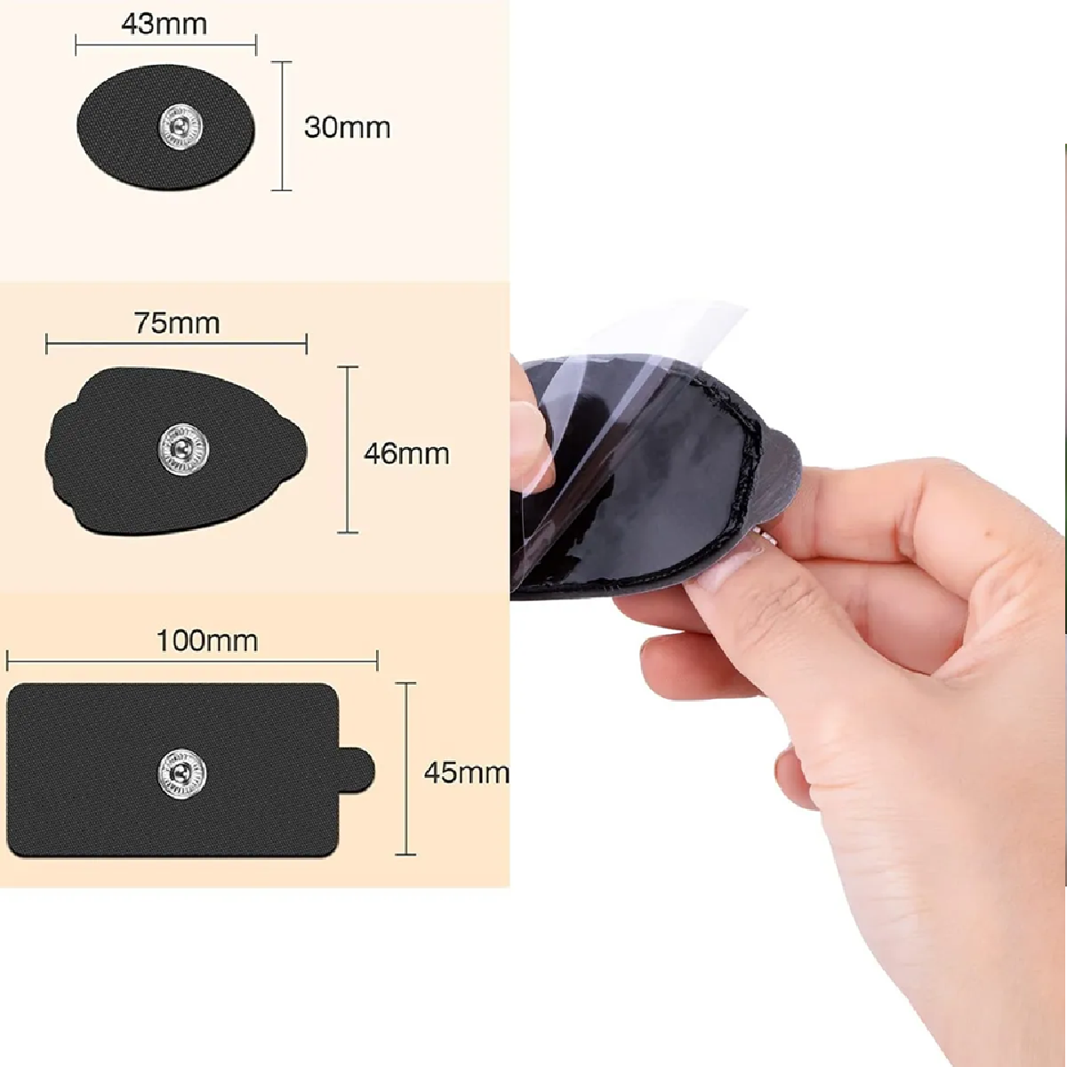 20x Electrodos Parches Para Electroestimulador Tens Ems Mass NEGRO
