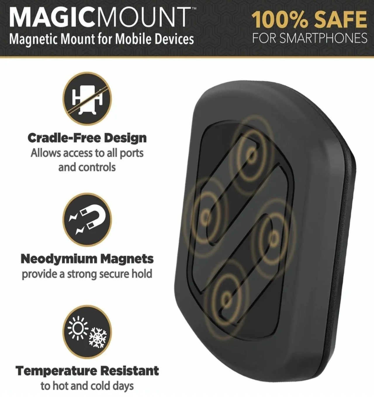 Soporte Magnético Ajustable Para Teléfono De Coche 360 Negro