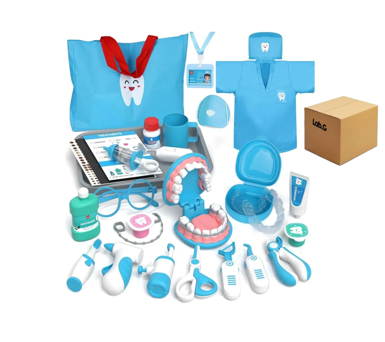 Kit De Juego De Doctora Dentista Didáctico Para Infantiles Azul