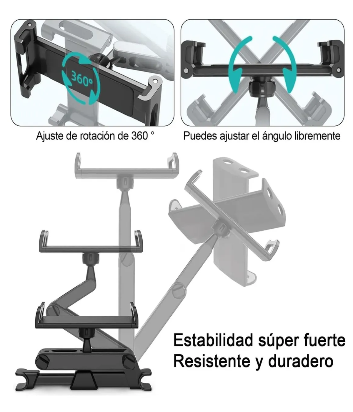 Soporte Tablet Coche Auto Base Para iPad Celular Ajustable Negro