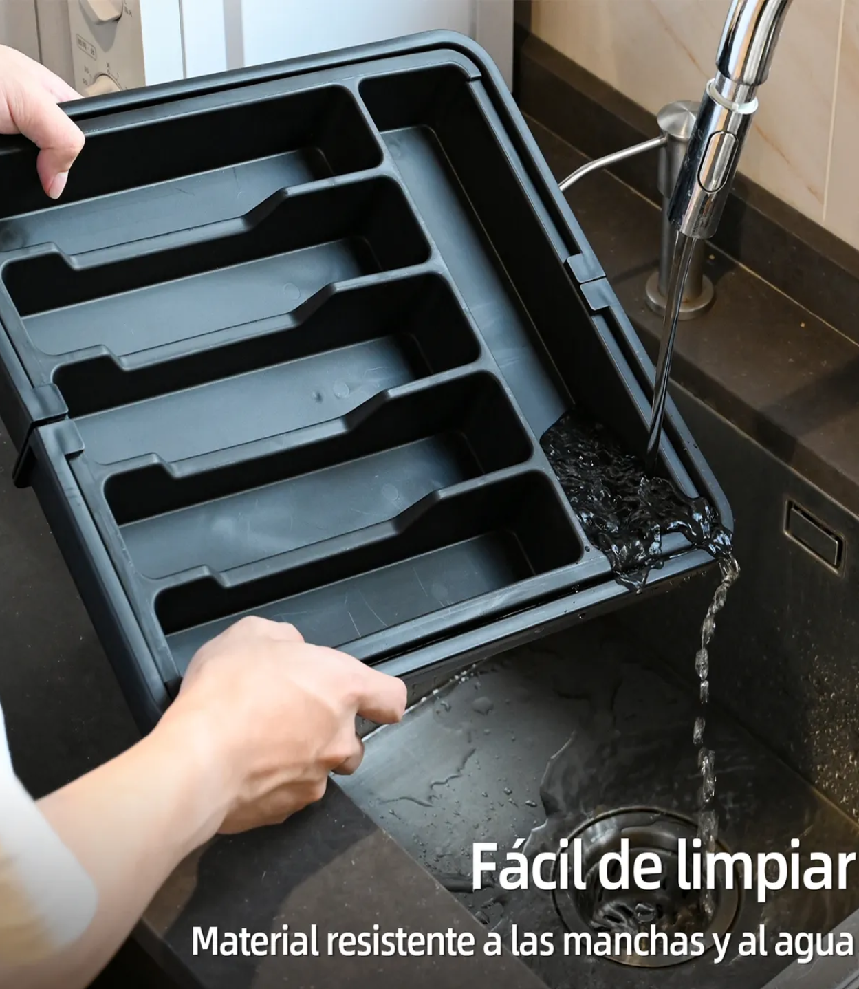 Organizador Bandeja Extensible Cajon Cocina 8 Compartimentos Negro