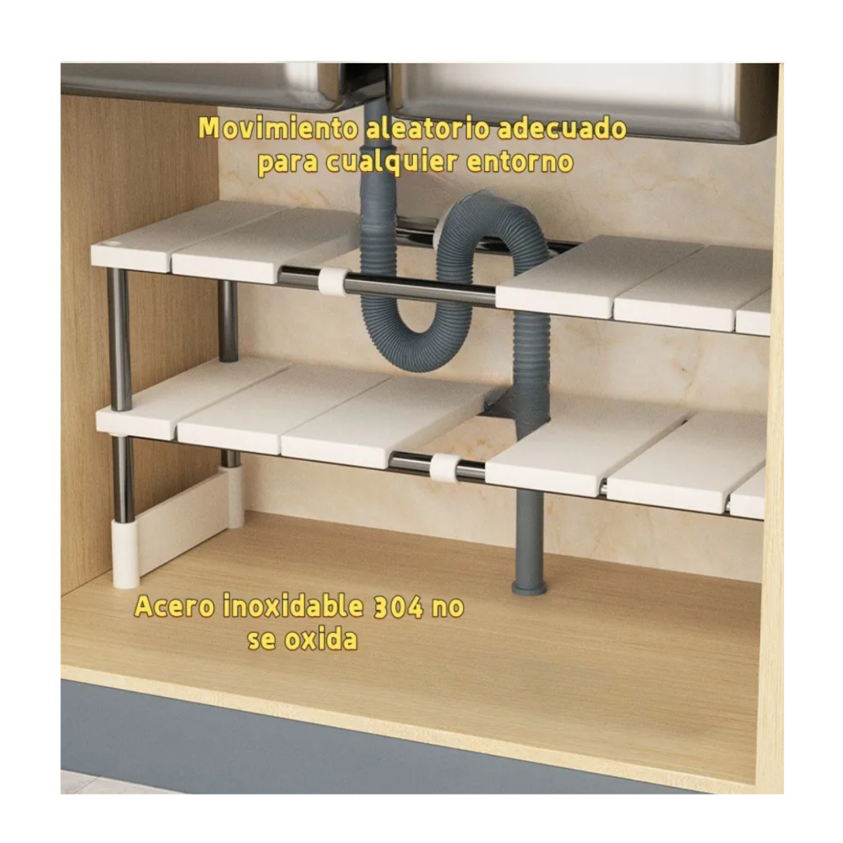 Retráctil Y Ajustable Organizador De Estante De Cocina Blanco 