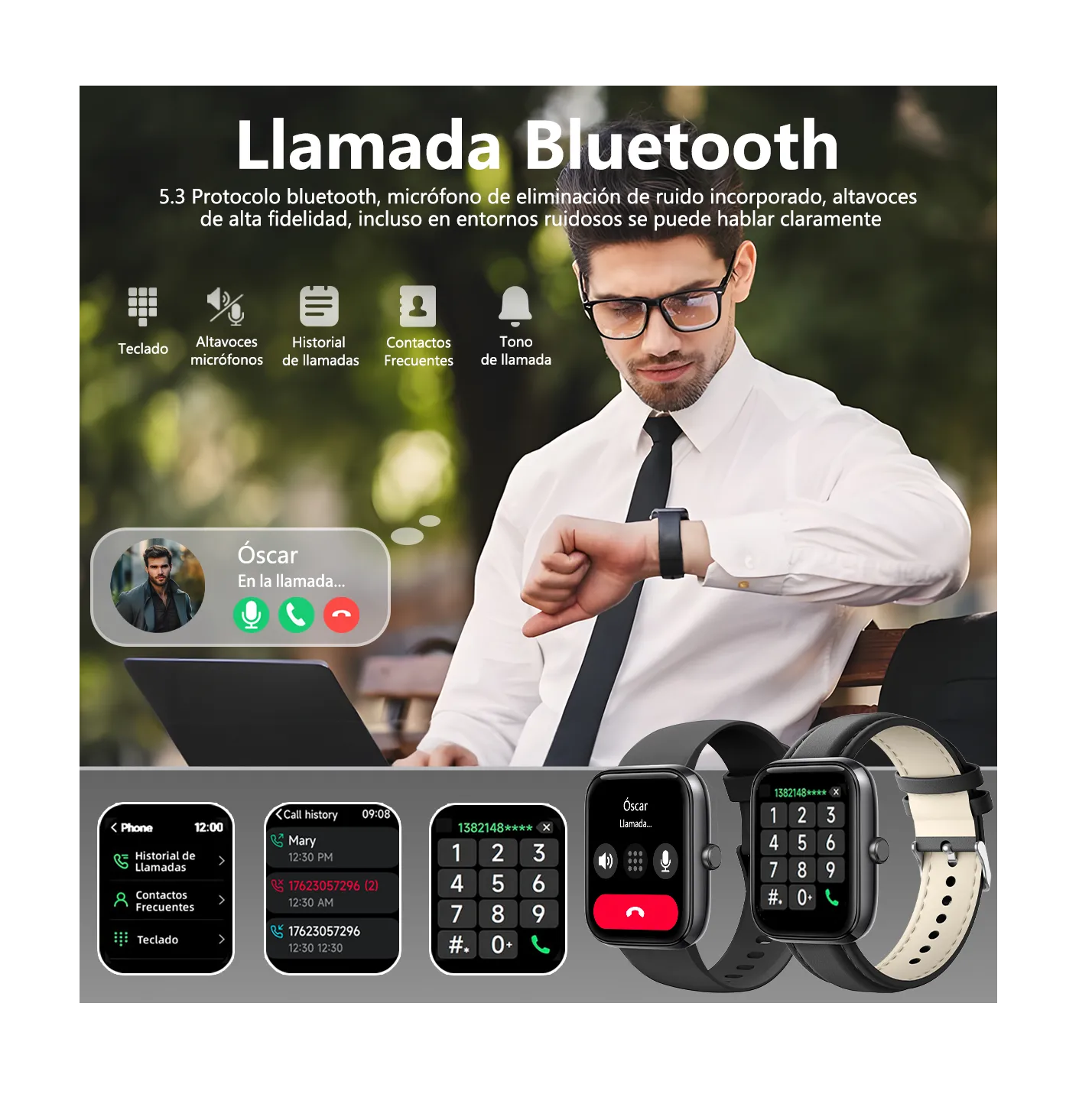 Reloj Smartwatch Reloj Inteligente Bluetooth Llamada Alexa negro