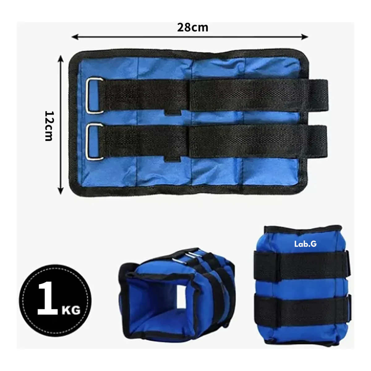 2pc Pesas Fitness Par De Polainas 1kg Cada Una Para Tobillos Azul Negro 