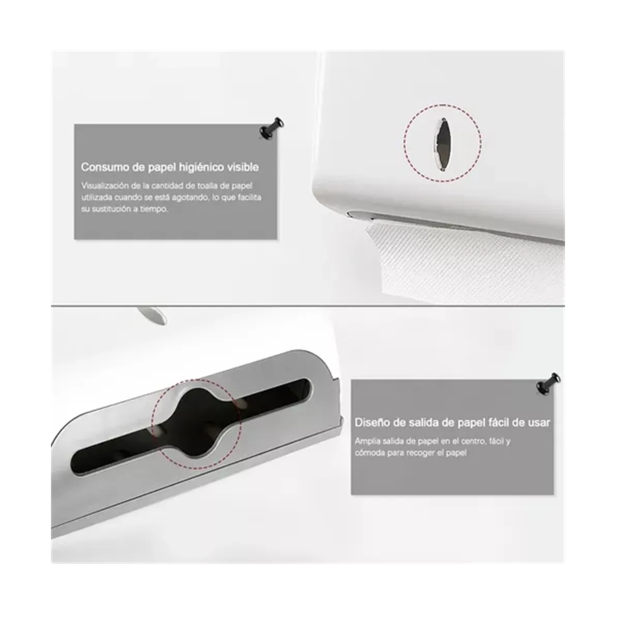 Dispensador De Papel Toallas Sanitas Para Cocina Y Baños Blanco 