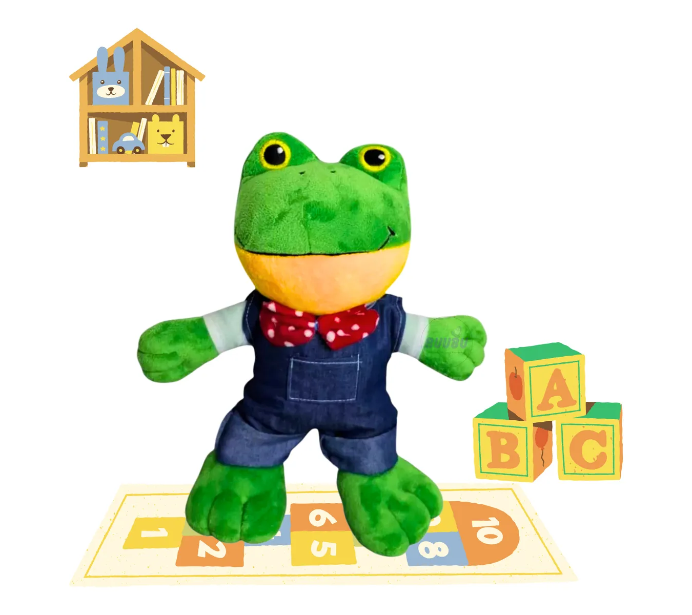 Peluche Rana Rene 30cm Verde Overol Azul 