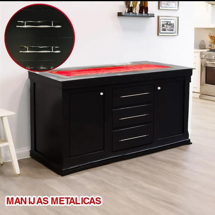 Bufetera con inserto arenero luz led decoración bufet vitrina 
