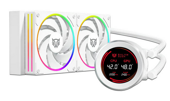Sistema de Enfriamiento Liquido Balam Rush Hydrox Expert HYX24, Display LCD 2.1", 2 x 120mm, Color Blanco. 