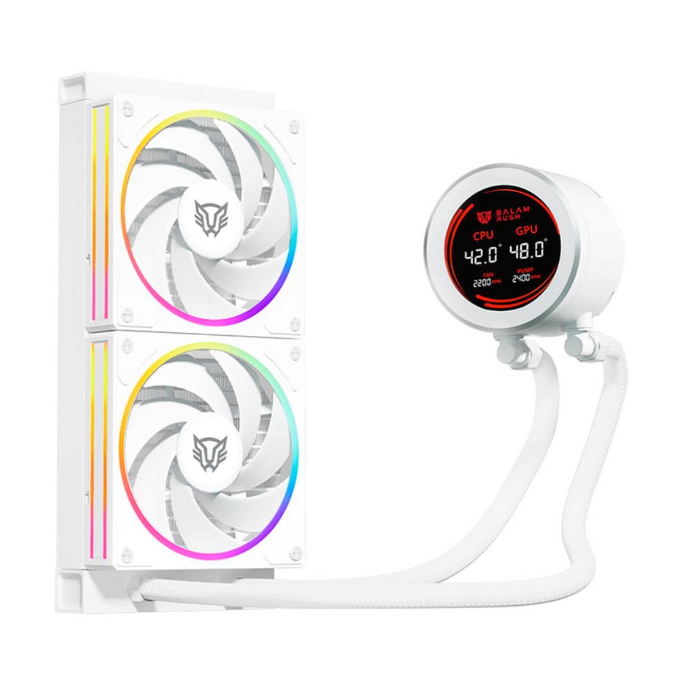 Sistema de Enfriamiento Liquido Balam Rush Hydrox Expert HYX24, Display LCD 2.1", 2 x 120mm, Color Blanco. 