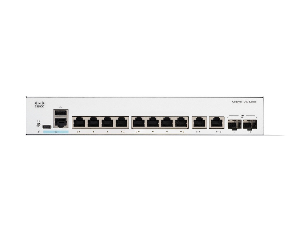 Switch Cisco Gigabit Ethernet Catalyst 1300, 8 Puertos  2 Puertos SFP, 20 Gbit/s, 16000 Entradas - Administrable