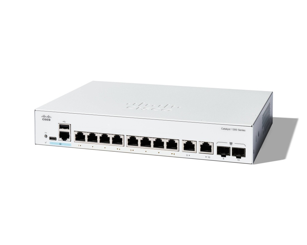 Switch Cisco Gigabit Ethernet Catalyst 1300, 8 Puertos  2 Puertos SFP, 20 Gbit/s, 16000 Entradas - Administrable