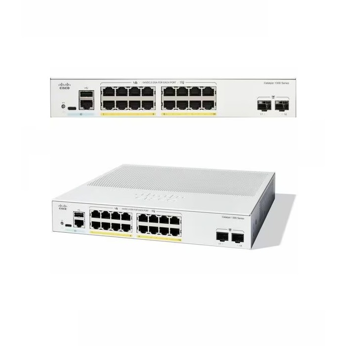Switch Cisco Gigabit Ethernet Catalyst 1300, 16 Puertos PoE+ 10/100/1000Mbps + 2 Puertos SFP, 120W, 36 Gbit/s, 16000 