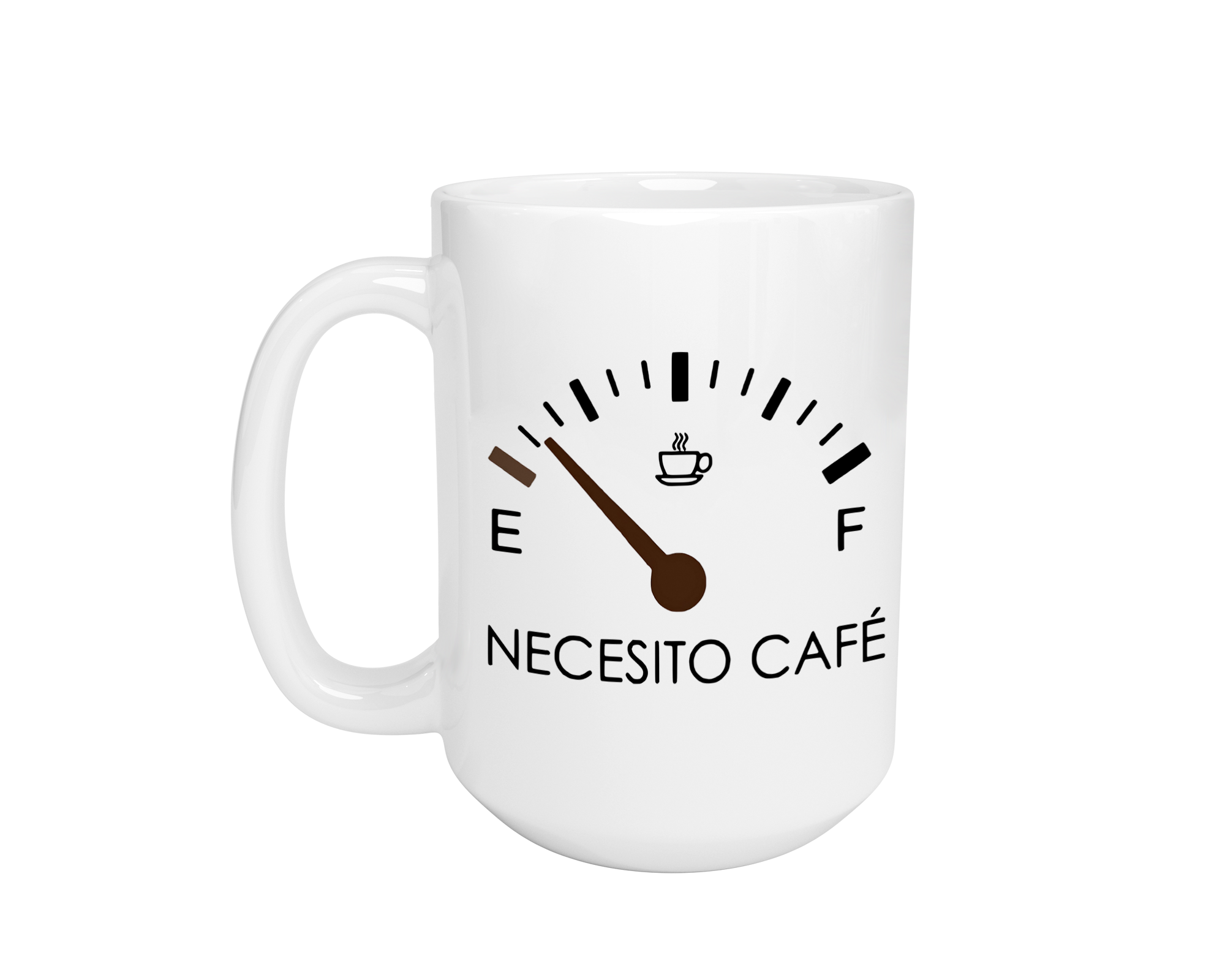 Taza grande Necesito Cafe I medidor de nivel | divertida I oficina I meme | Cerámica Blanca 15 oz | Para Café o té
