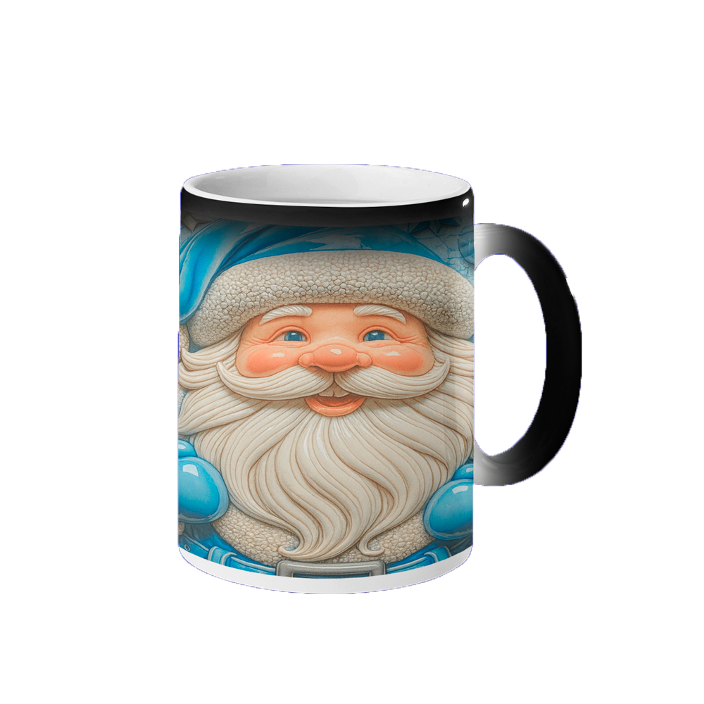 Taza Mágica Santa Claus | fondo azul | carita de santa I navidad | fiestas I felíz | frío I Cerámica 11 oz 