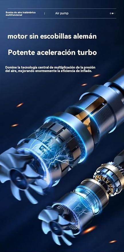 Compresor de Aire Portátil 150 PSI – Inflador Eléctrico con Pantalla LCD y 4 Boquillas para Auto, Moto y Más