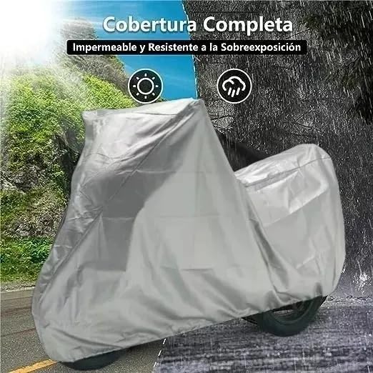 Funda Impermeable Universal para Moto y Motoneta – Protector Plateado contra Lluvia, Polvo y Sol