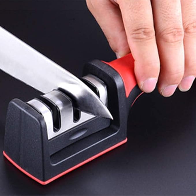 Afilador Manual 3 en 1 para Cuchillos – Reparación, Afilado y Pulido, Ideal Acero Inoxidable y Otros Materiales