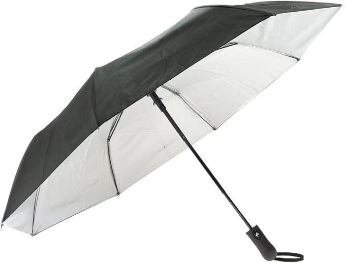 Paraguas automático retráctil de bolsillo, doble capa, resistente al viento, anti UV, color negro – Genérico.