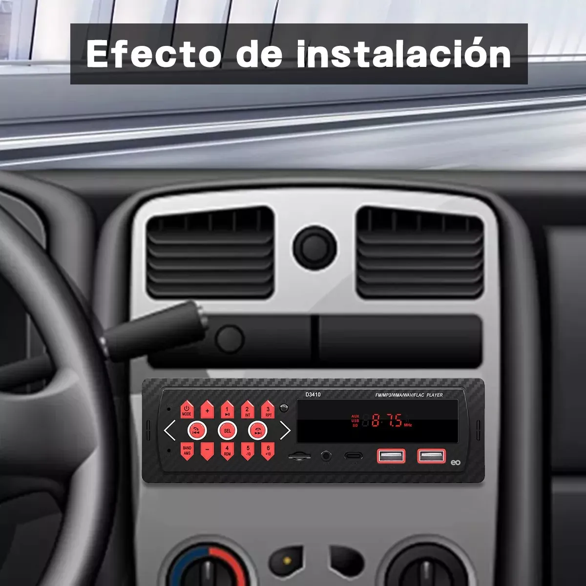Estéreo 1 Din Bluetooth Mp3 Radio Manos Libres Fm Usb Aux