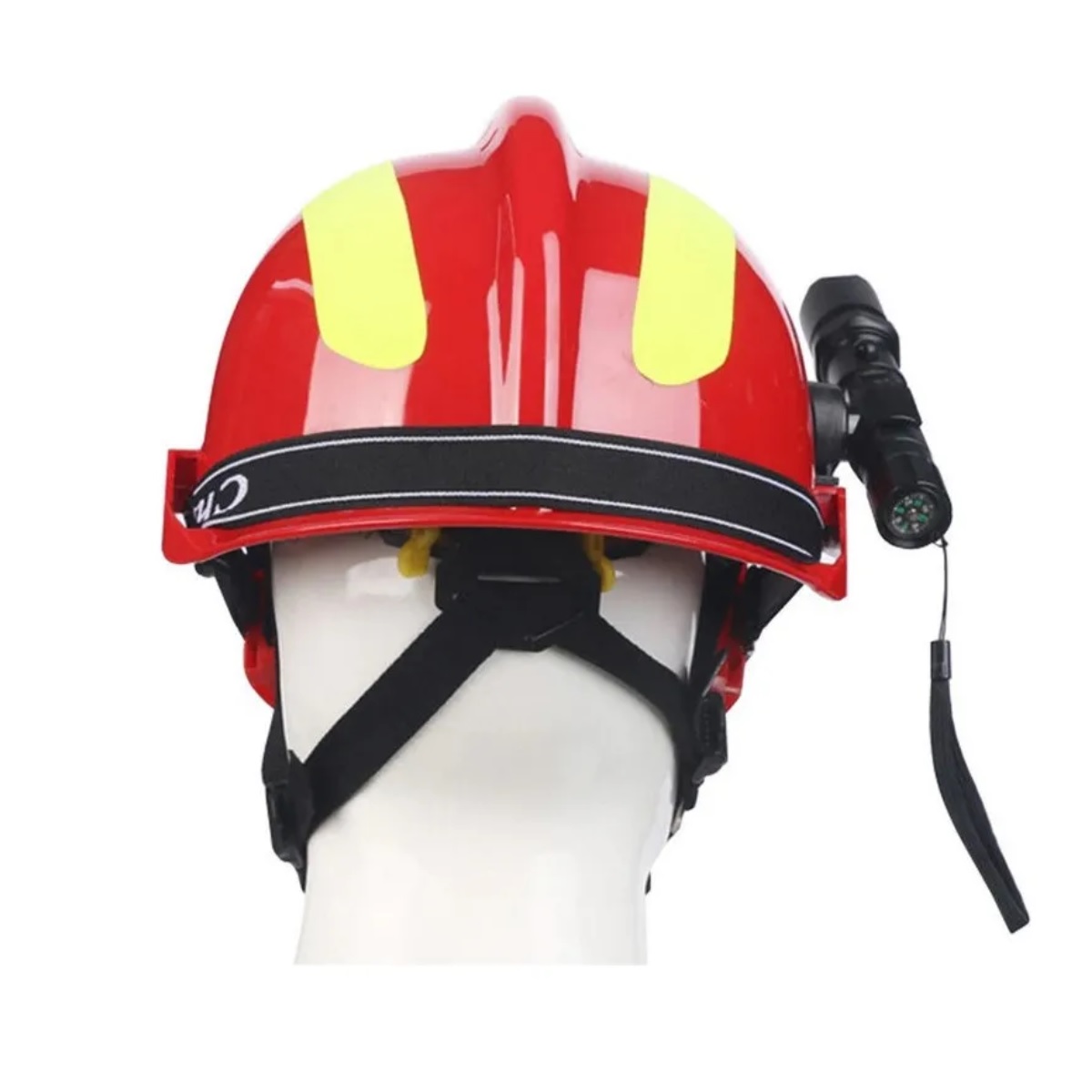 Casco De Rescate Bomberos Seguridad Con Lampara Y Goggles Rojo