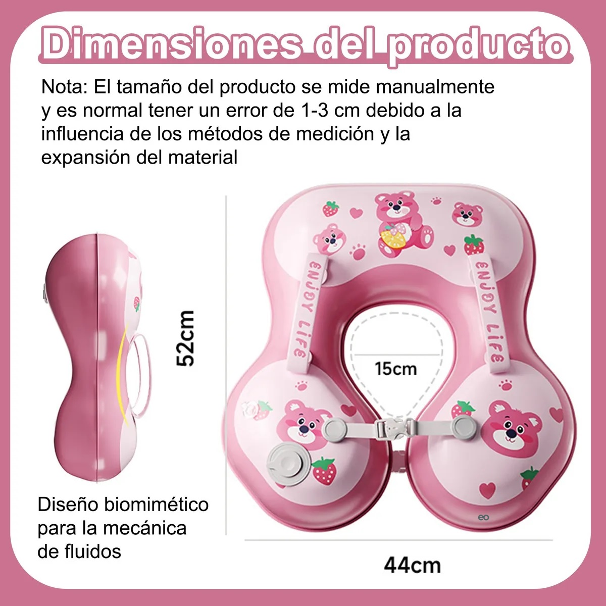  Inflable Para Alberca Salvavidas Inflable Bebé Antivuelco Rosa Chicle