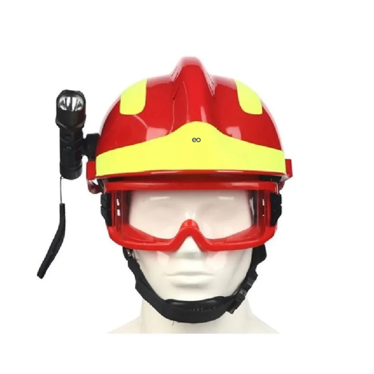 Casco De Rescate Bomberos Seguridad Con Lampara Y Goggles Rojo