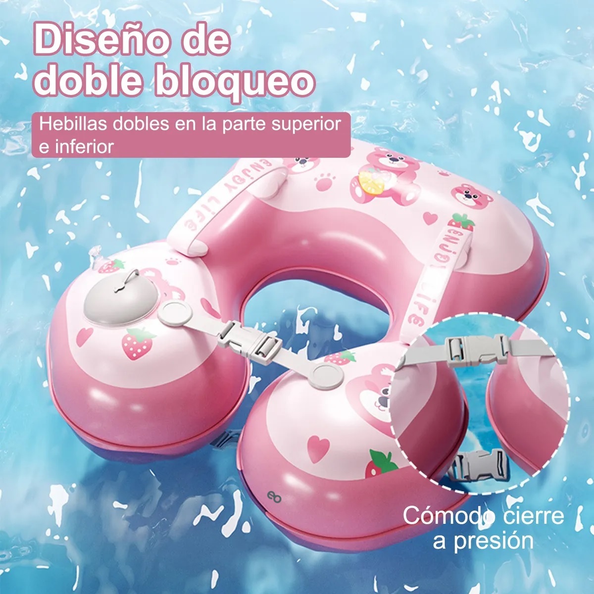  Inflable Para Alberca Salvavidas Inflable Bebé Antivuelco Rosa Chicle